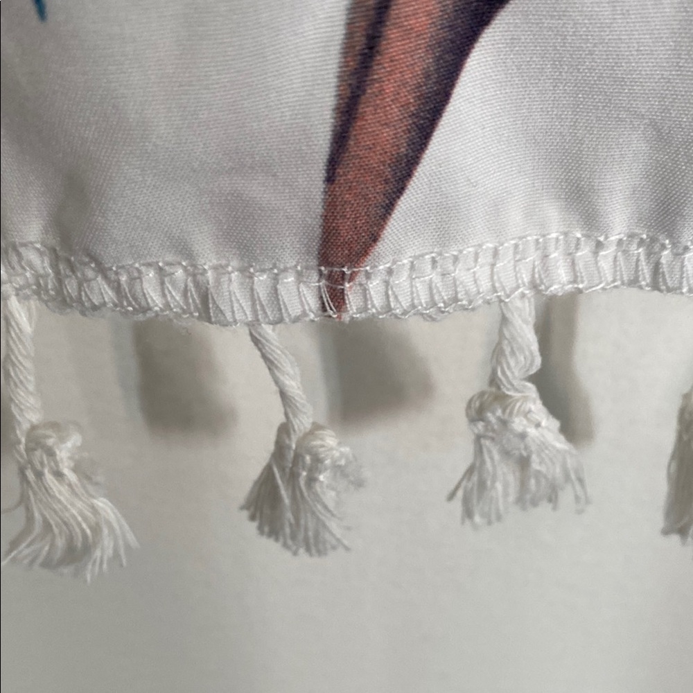 Tropical Leaf Print Kimono with Tassels - Picture 5 of 6